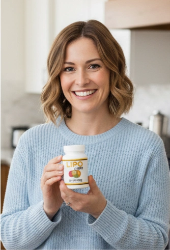 Customer holding Lipojaro bottle